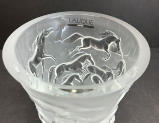 LALIQUE FRANCE MUSTANG VASE CLEAR FROSTED CRYSTAL HORSES 1257500 PERFECTION 5