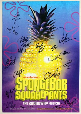 Spongebob Squarepants Cast Ethan Slater,  Lili Cooper,  Gavin Lee Signed Poster