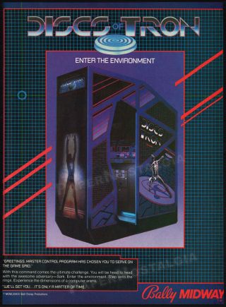 Discs Of Tron_original 1983 Print Ad / Arcade Game Promo_bally Midway_disney