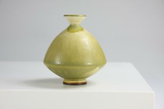 Berndt Friberg - Green/yellow Stoneware Vase - Gustavsberg - Sweden - 1949