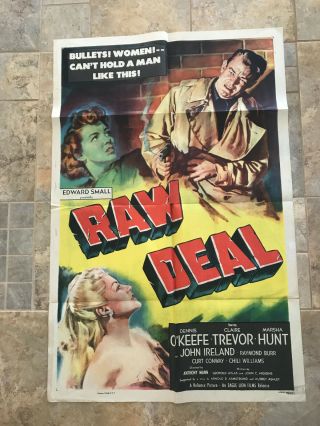 Raw Deal (1948) Film Noir One - Sheet.  Buy It Now