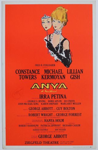 Triton Offers 1965 Broadway Poster Anya - First " Anastasia " Musical