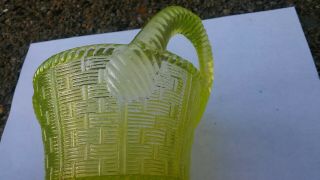 Rare northwood glass bushel basket iridescent radium yellow 3