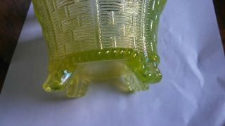 Rare northwood glass bushel basket iridescent radium yellow 9