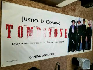 Tombstone Movie Theater Poster Vinyl Banner Kurt Russell Wyatt Kilmer Holliday