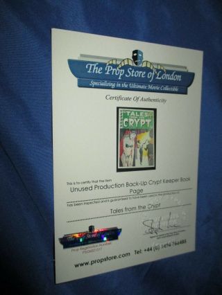 TALES FROM THE CRYPT TV Prop (Back up page from Cryptkeeper Book) w/COA 2