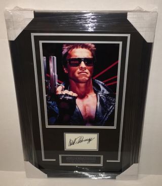 Terminator Arnold Schwarzenegger Signed Autographed Framed Cut Sig Full Sig