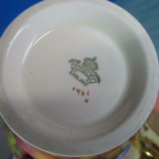 English Aynsley China - Signed Fruit & Gold Porcelain Coffee Pot,  Creamer,  Sugar 5