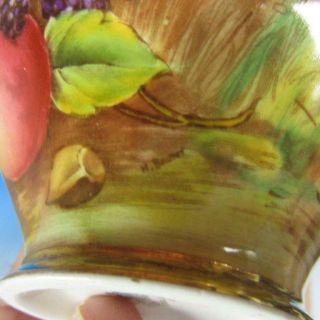 English Aynsley China - Signed Fruit & Gold Porcelain Coffee Pot,  Creamer,  Sugar 9