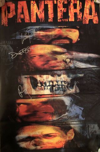 Pantera Poster Autographed By Dimebag Paul Brown Anselmo