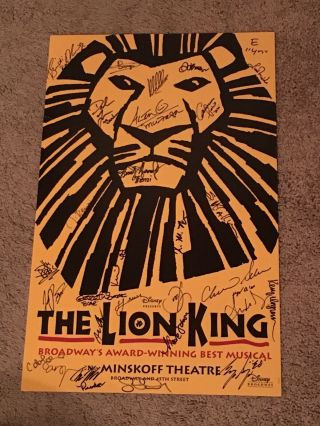 Rare Disney The Lion King Broadway Musical Poster Signed By Cast 2011 York