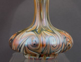 Antique Hand Blown Signed Quezal,  King Tut Design,  Art Glass Vase,  NR 3