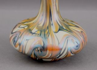 Antique Hand Blown Signed Quezal,  King Tut Design,  Art Glass Vase,  NR 8