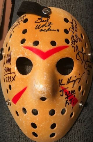 Friday The 13th Jason Mask Signed Dash Graham Hodder Kirzinger Morga White