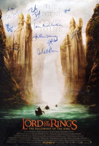 Lord Of The Rings Cast Signed 27x40 Movie Poster Wood Mckellen Bloom Beckett Bas