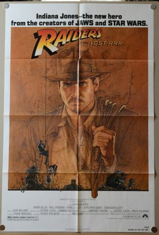 Raiders Of The Lost Ark Orig.  1981 Us One Sheet Movie Poster – Harrison Ford