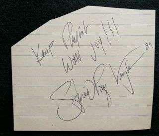 Stevie Ray Vaughan Signed Guitar Written Note