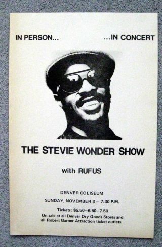 Theater Poster Window Card The Stevie Wonder Show With Rufus Denver