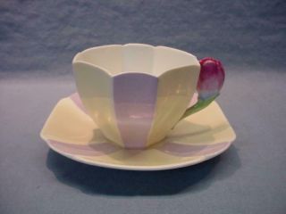 Shelley Art Deco Tulip Handle Teacup & Saucer 3