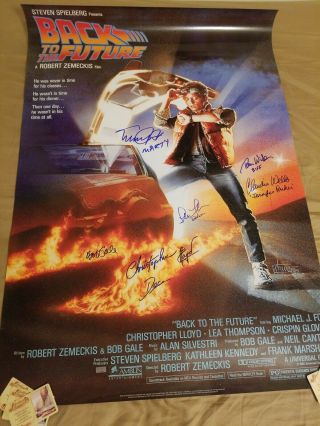 Michael J Fox And Cast Autographed Back To The Future 27x39 Movie Poster