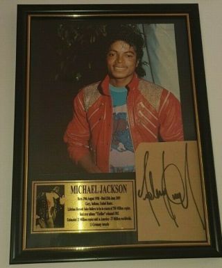 Hand Signed By Michael Jackson With Rare Gold Framed Autographed Display