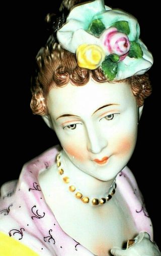 Antique German Dresden Lady Dancer Large Porcelain Figure Figurine