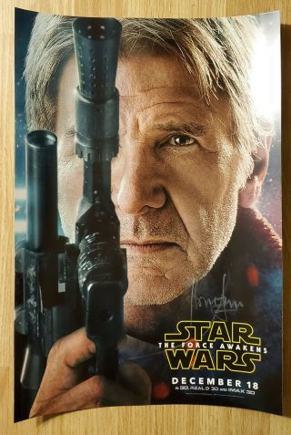Rare Star Wars The Force Awakens Harrison Ford Signed Autograph Movie Poster Psa
