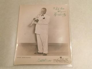 Louis Armstrong Satchmo Autographed Twice Signed B&w Photo Authentic Rare Real