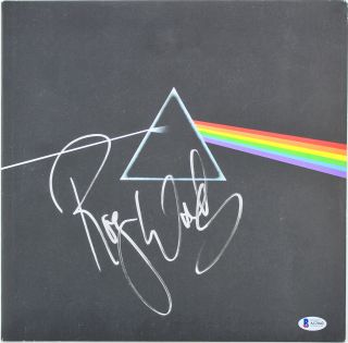 Roger Waters Pink Floyd Signed Dark Side Of The Moon Album Cover Bas A12042