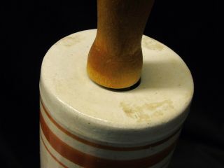 Antique Farley Iowa Advertising Stoneware Banded Rolling Pin Western Red Wing 11