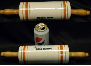 Antique Farley Iowa Advertising Stoneware Banded Rolling Pin Western Red Wing 4