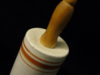 Antique Farley Iowa Advertising Stoneware Banded Rolling Pin Western Red Wing 8