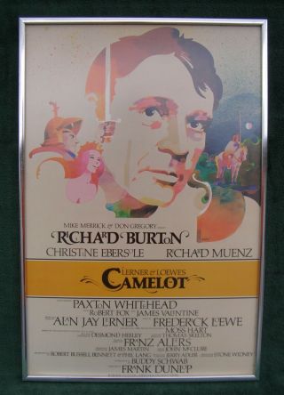 Framed Theater Poster For Broadway Musical Camelot With Richard Burton 1980 