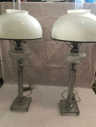 Rare Rare Antique Baccarat Crystal Banquet Table Lamp Parts