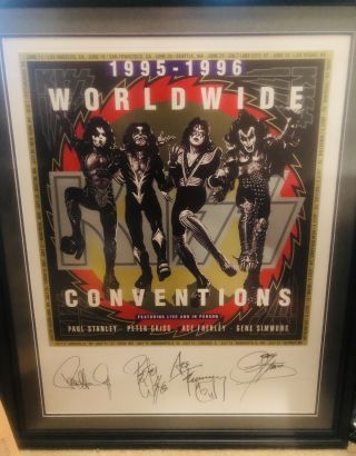 Kiss Band Auto Autographed Signed Custom Framed Simmons Stanley Criss Frehley
