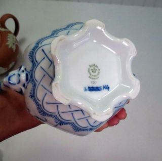 Vintage Royal Copenhagen Porcelain Blue Fluted Teapot 137 Full Lace Devil Head 9