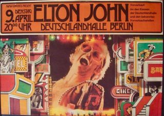 Elton John 1974 German Concert Poster A1 Berlin Very Rare