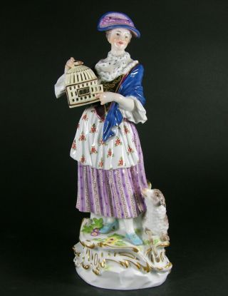 Meissen Model 6 Shepherdess With Bird Cage.  Late 19th Century
