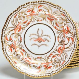Set Of 15 Spode " Regency " Y5799 Orange Flower/gold Gilt Luncheon Plates 9 "