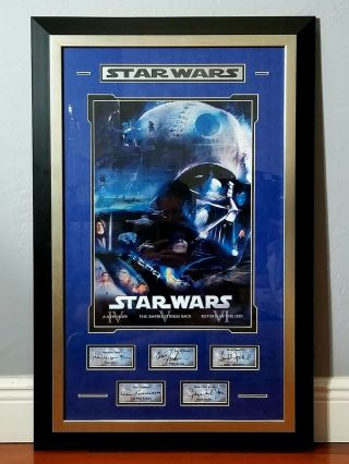 Star Wars Autographed Poster Mark Hamill Harrison Ford Carrie Fisher More