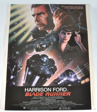 Vintage 1982 Blade Runner Movie Poster Litho 40x30 Flat - Near Usa