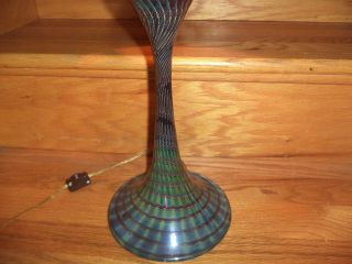 RARE JOE CLEARMAN SIGNED & NUMBERED AMETHYEST ART GLASS NAUTILUS DESIGN LAMP 3