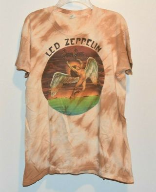 Vintage 1970s Hanes Led Zeppelin Swan Song Tie Dye T Shirt Size Xl Youth Kid