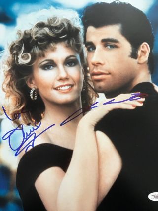 Grease Olivia Newton - John John Travolta Signed Photo 11x14 Jsa