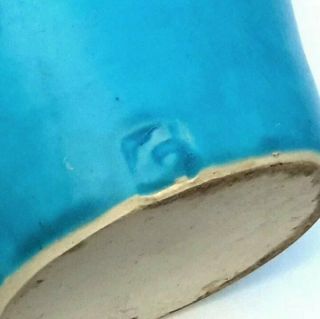 NEWCOMB COLLEGE Pottery vase by 1st potter Jules GABRY hand thrown turquoise 2
