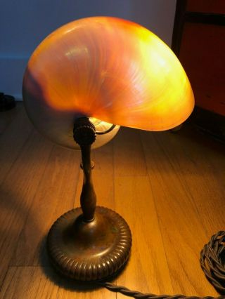 Signed Tiffany Studios Nautilus Lamp 9