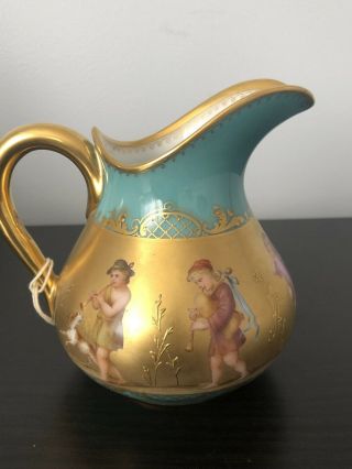 Antique Royal Vienna Porcelain Tea Set With Guilt Mounted Handle Signed Kramer 9