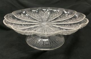 Antique Lobmeyr Engraved Birds Of Paradise Low Compote