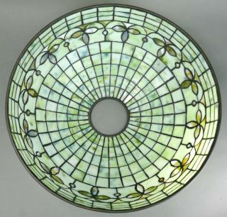 Fine Circa 1910 Antique Tiffany Studios Leaded Glass Shade Bronze Base Oil Lamp 9