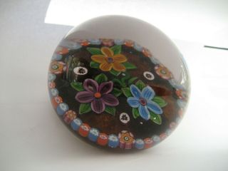 Paul Ysart Monart Glass Period Lampwork Flower Paperweight with PY Cane 12